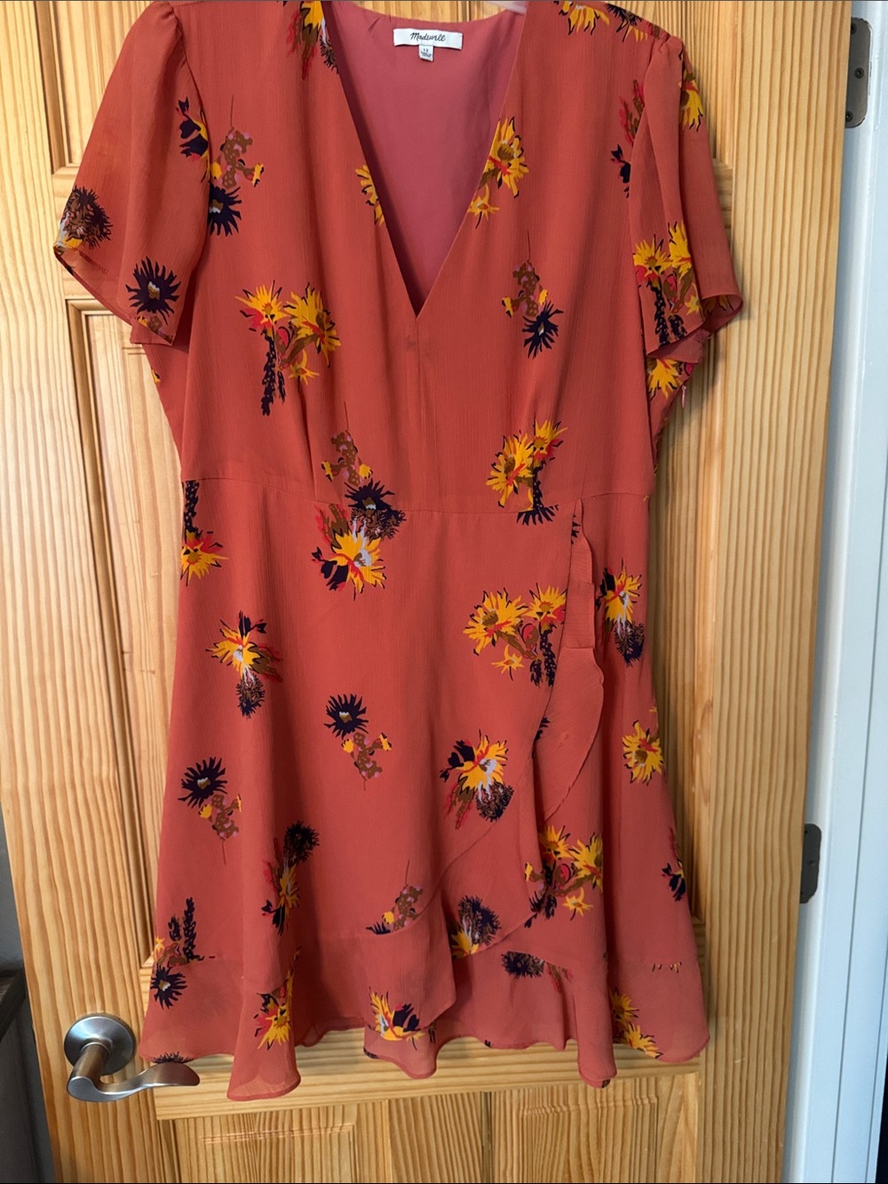 Madewell Rust Orange Floral Midi Dress